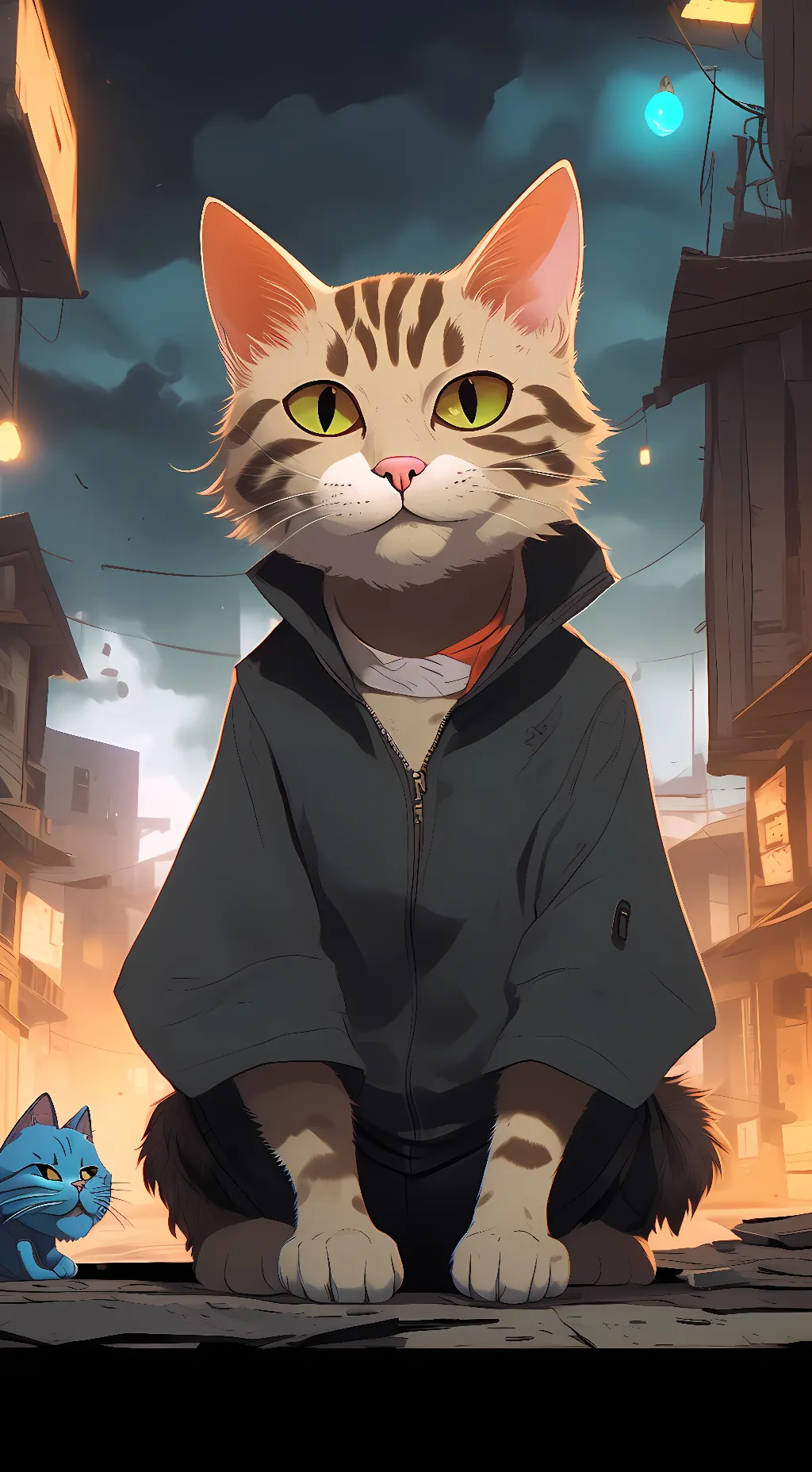 ai character: A stray cat background
