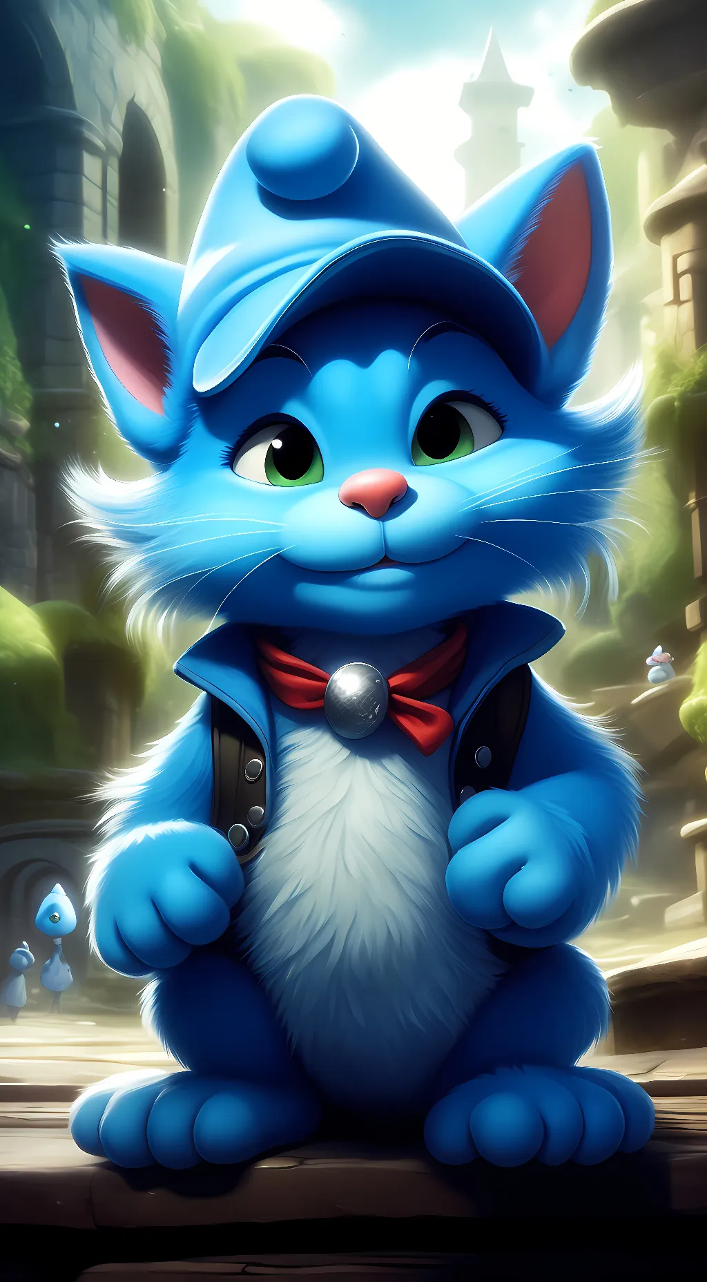 ai character: Smurf cat background