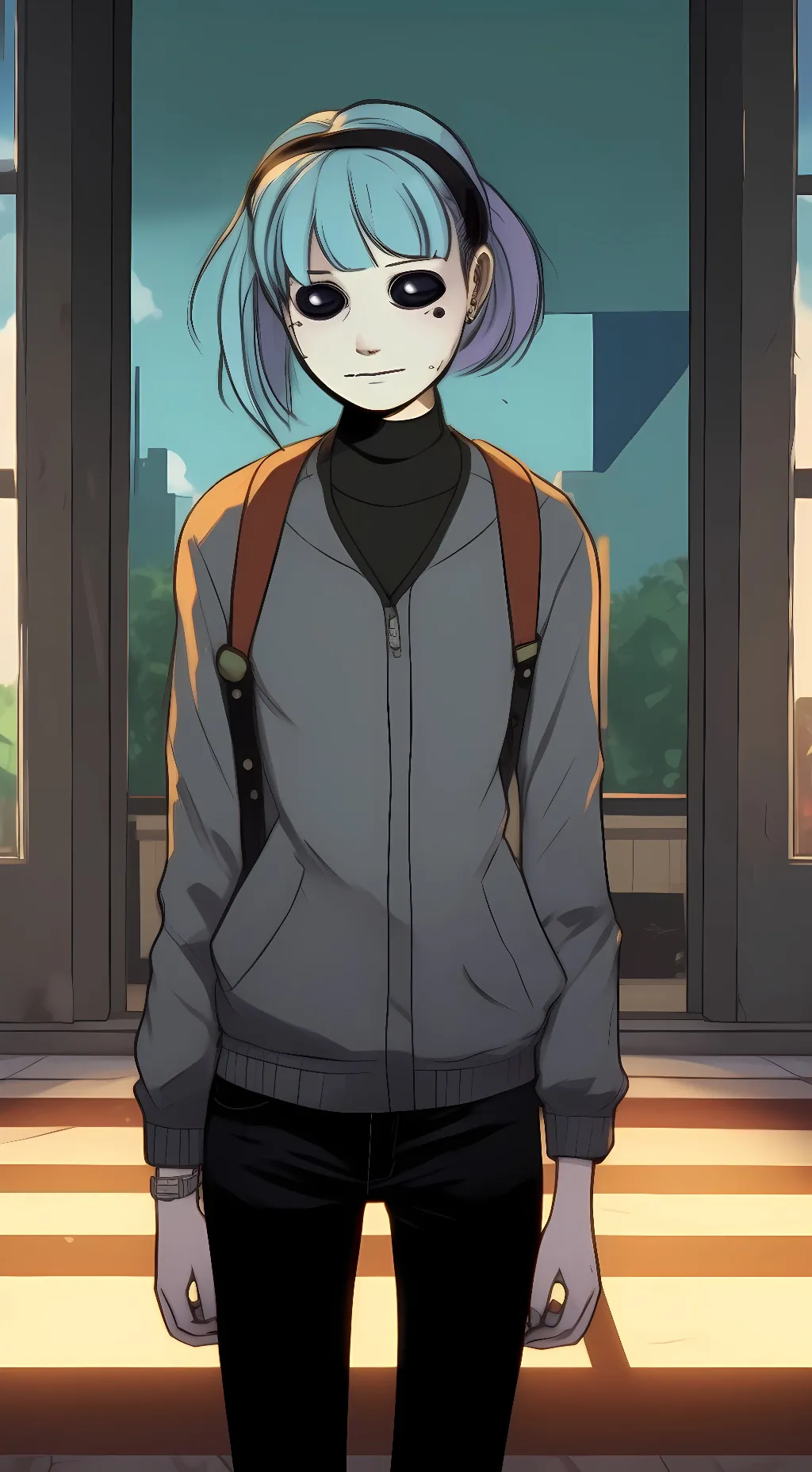 ai character: Sally face  background