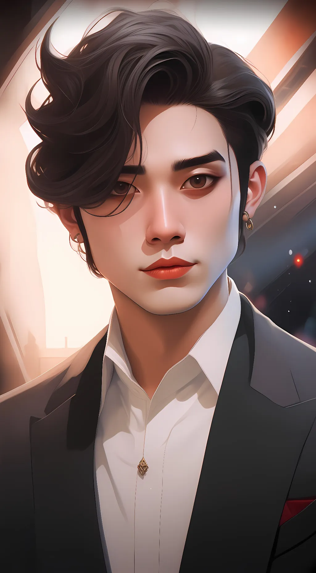 ai character: red and purples  background