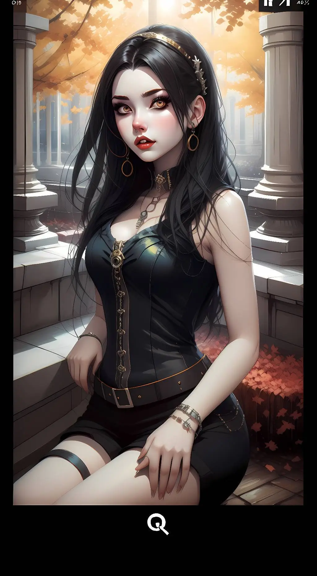 ai character: Ruby, Flirty Goth background