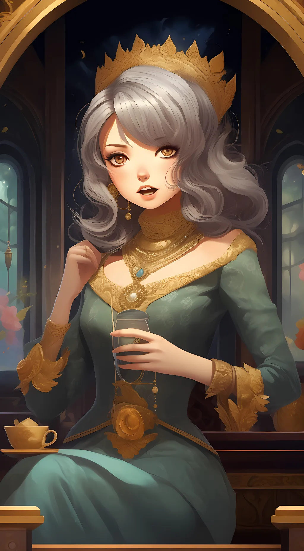 ai character: Queen Diana  background