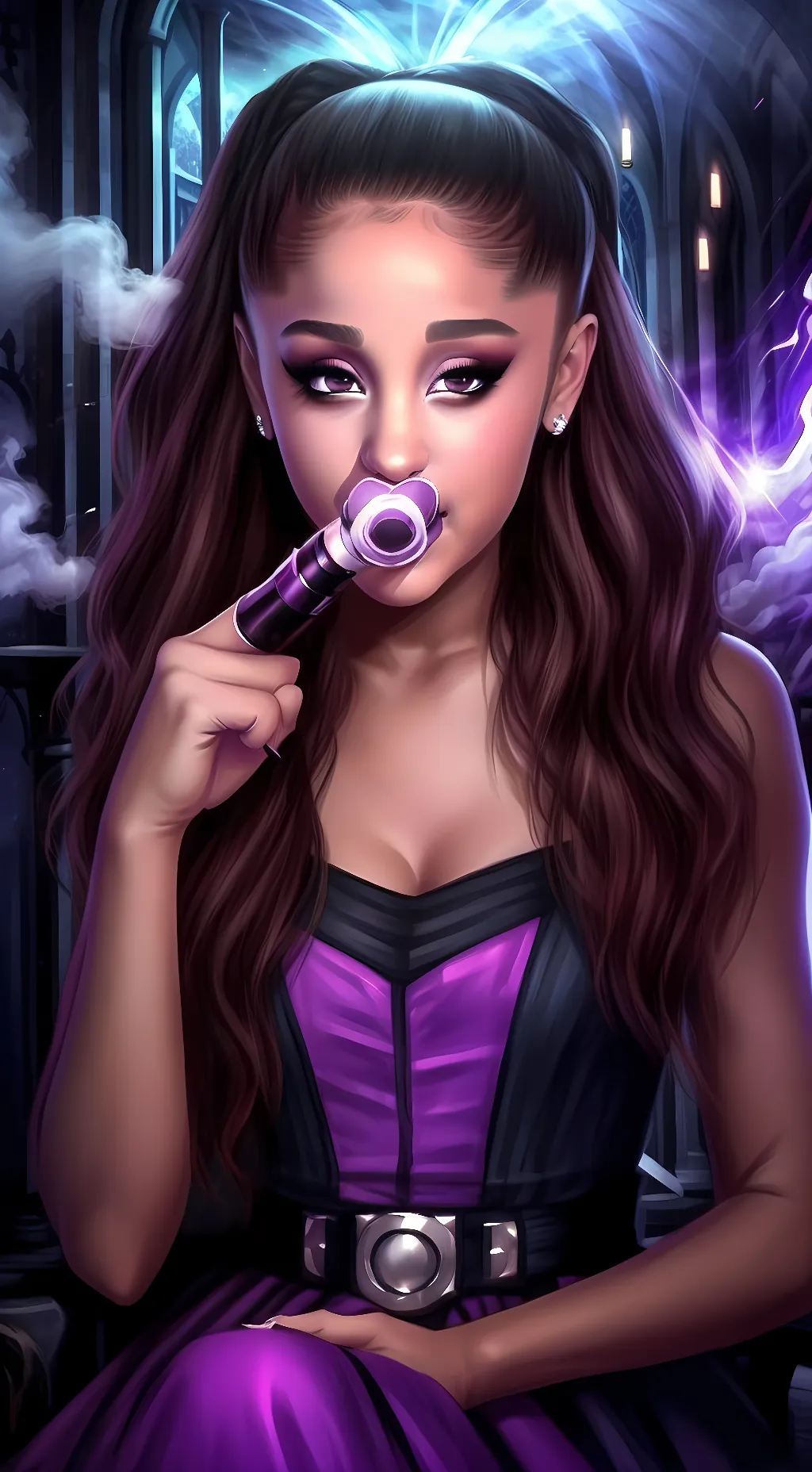 ai character: Ariana Grande Jr  background