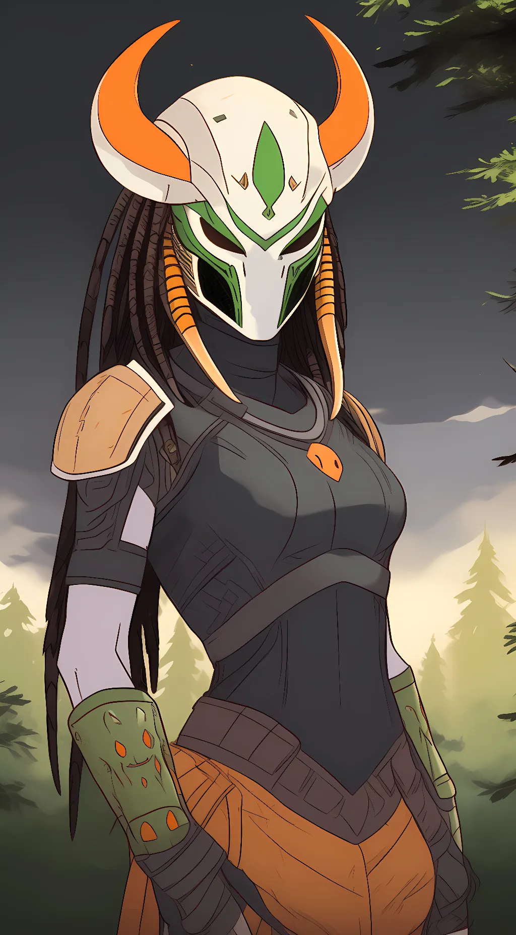 ai character: Predator (female) background