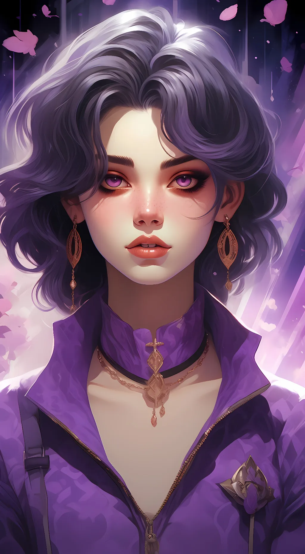 ai character: Purple girl background