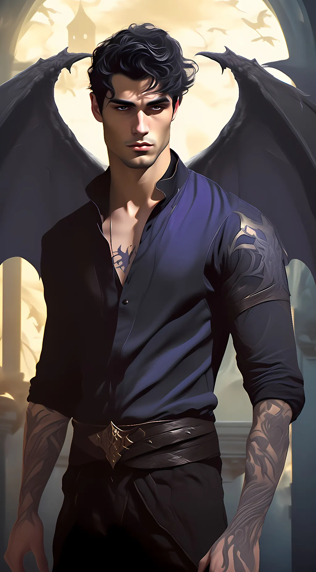 ai character: AzrielShadowsinger background