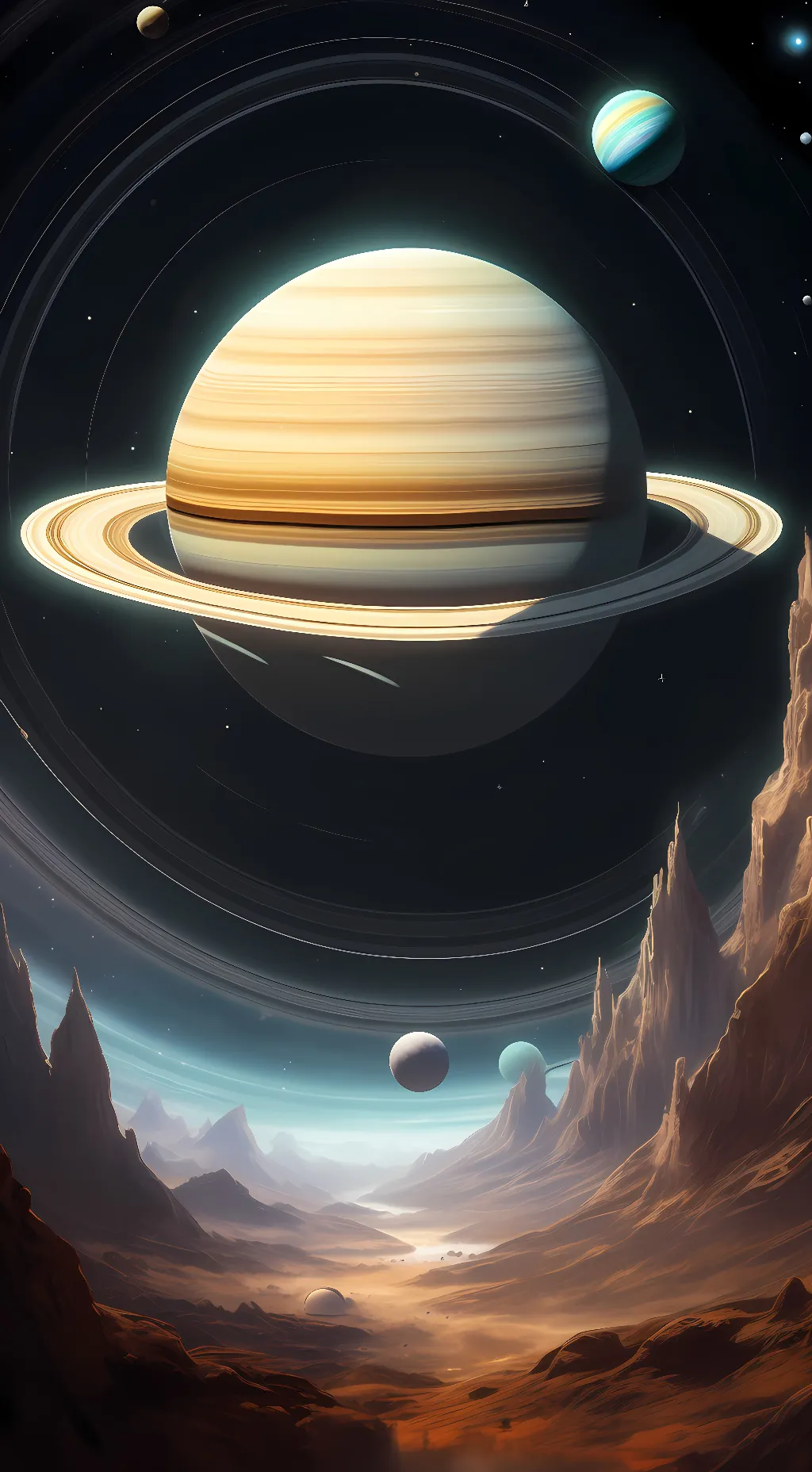 ai character: Planet Saturn background