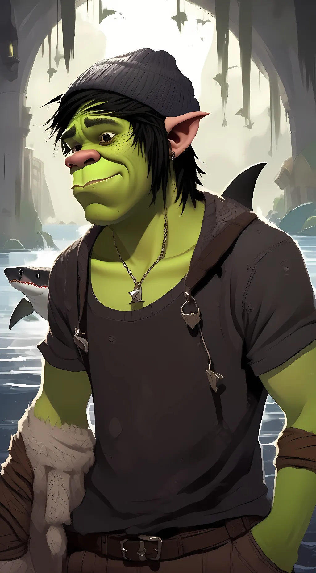 ai character: Emo Shrek background