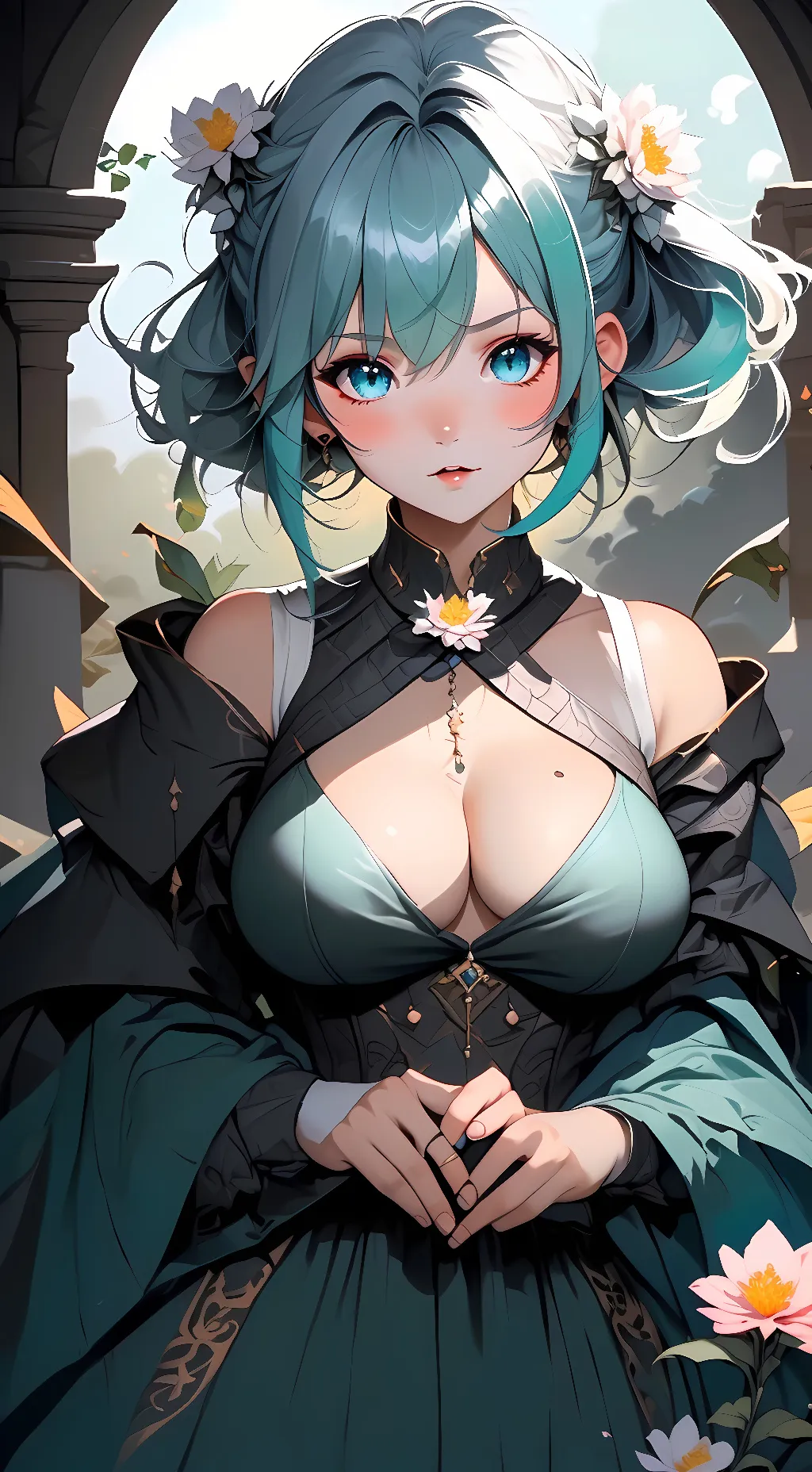 ai character: Aria Flowers background