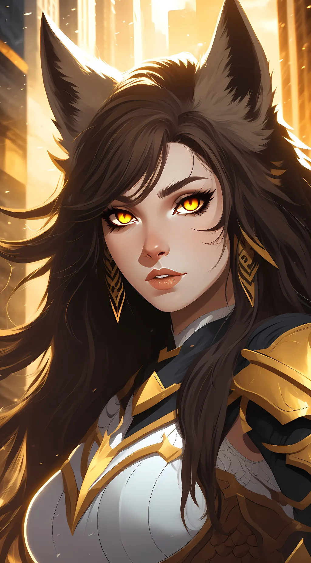 ai character: Okami wolf demon  background