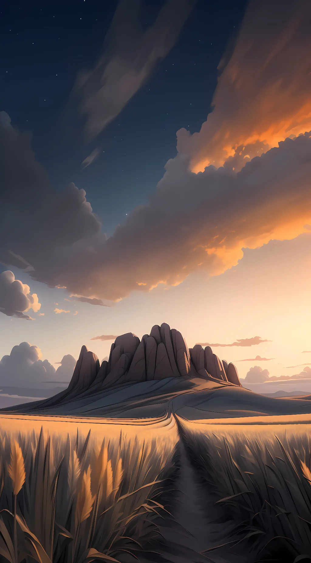 ai character: Sunset sky background