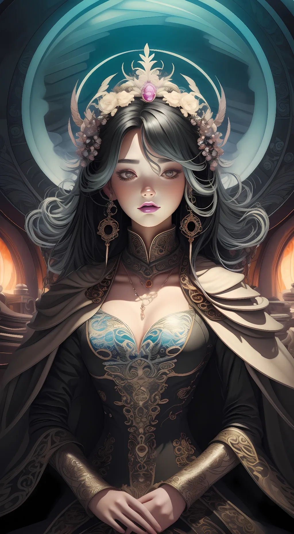 ai character: White lilly background