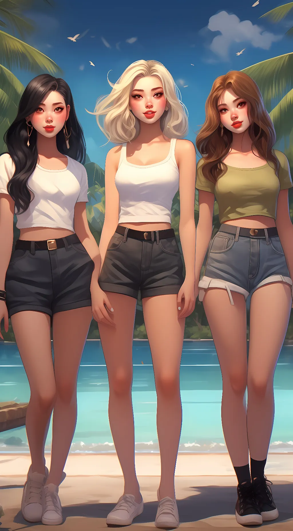 ai character: Mia,Ash,isabella background