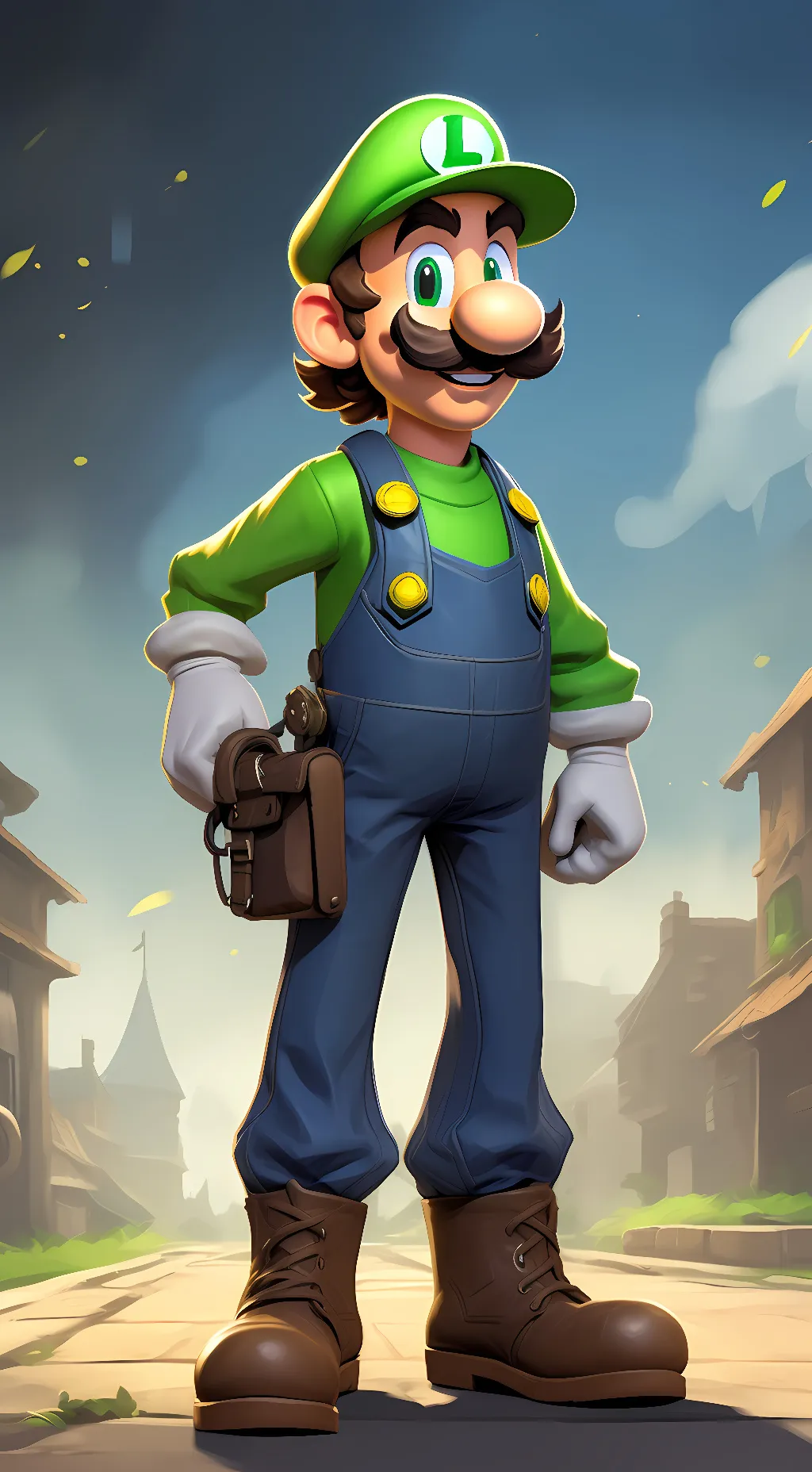 ai character: Luigi Mario background