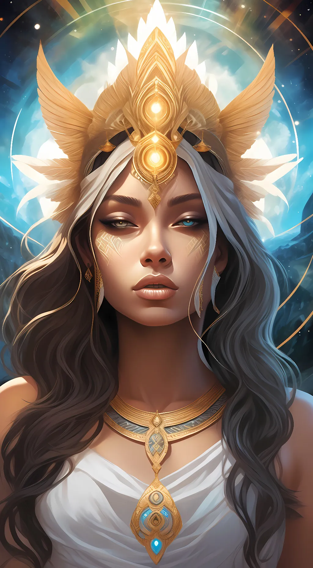 ai character: Enigma Seraphic background