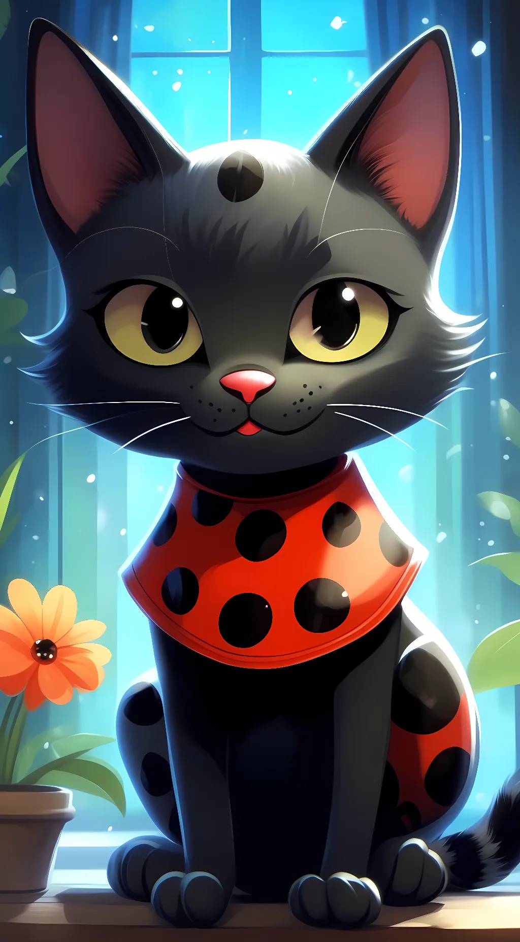 ai character: Ladybug  background