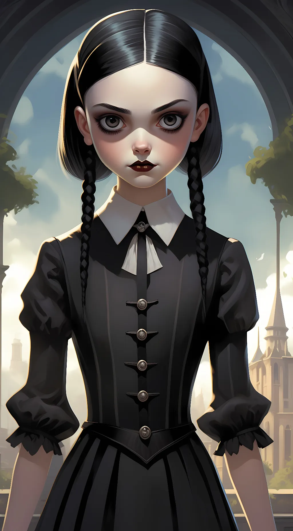 ai character: Wednesday Addams background