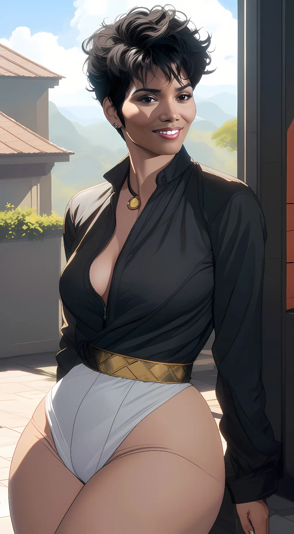 ai character: Halle Berry background