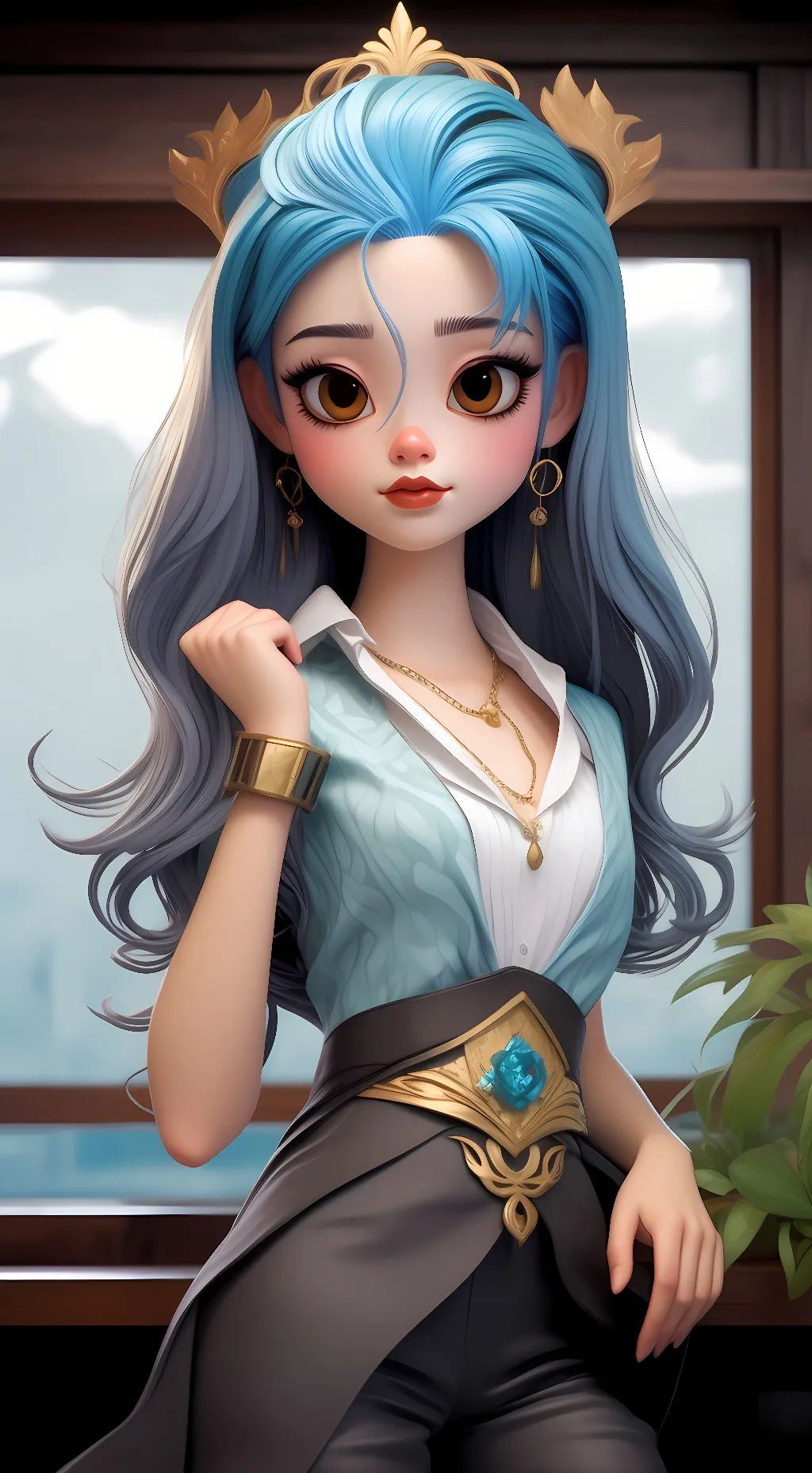 ai character: blue  background