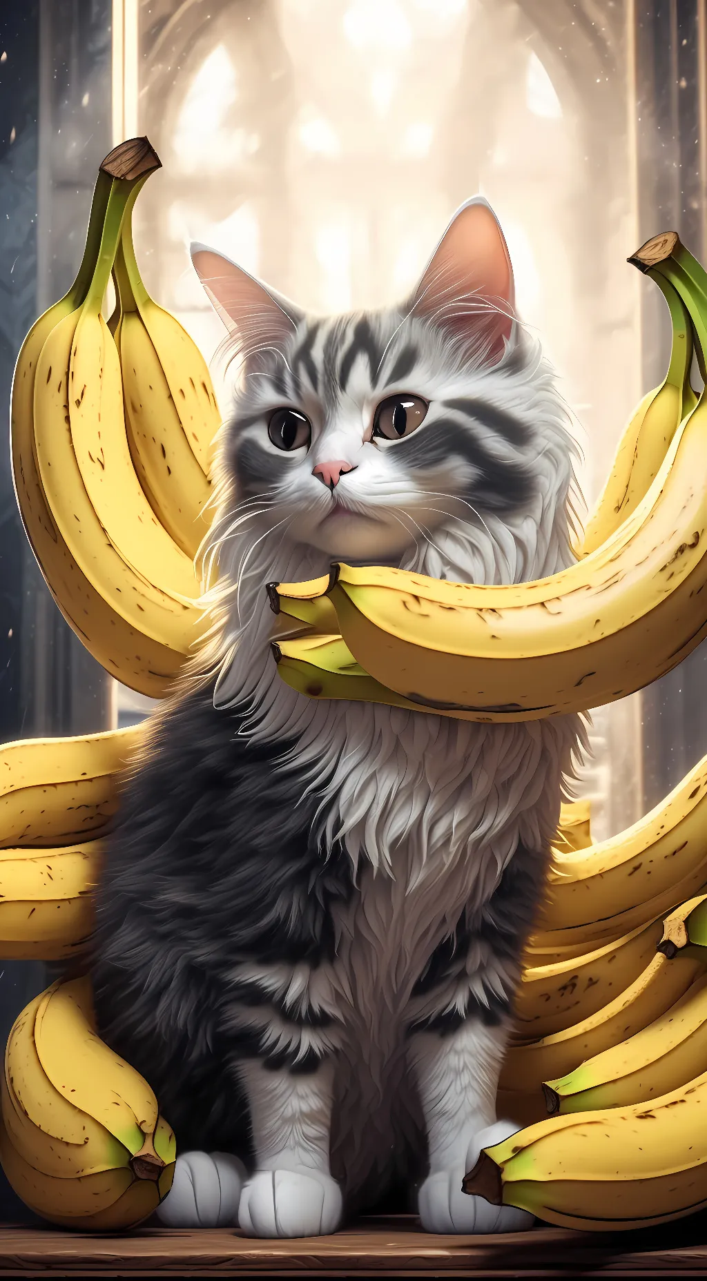 ai character: banana cat background
