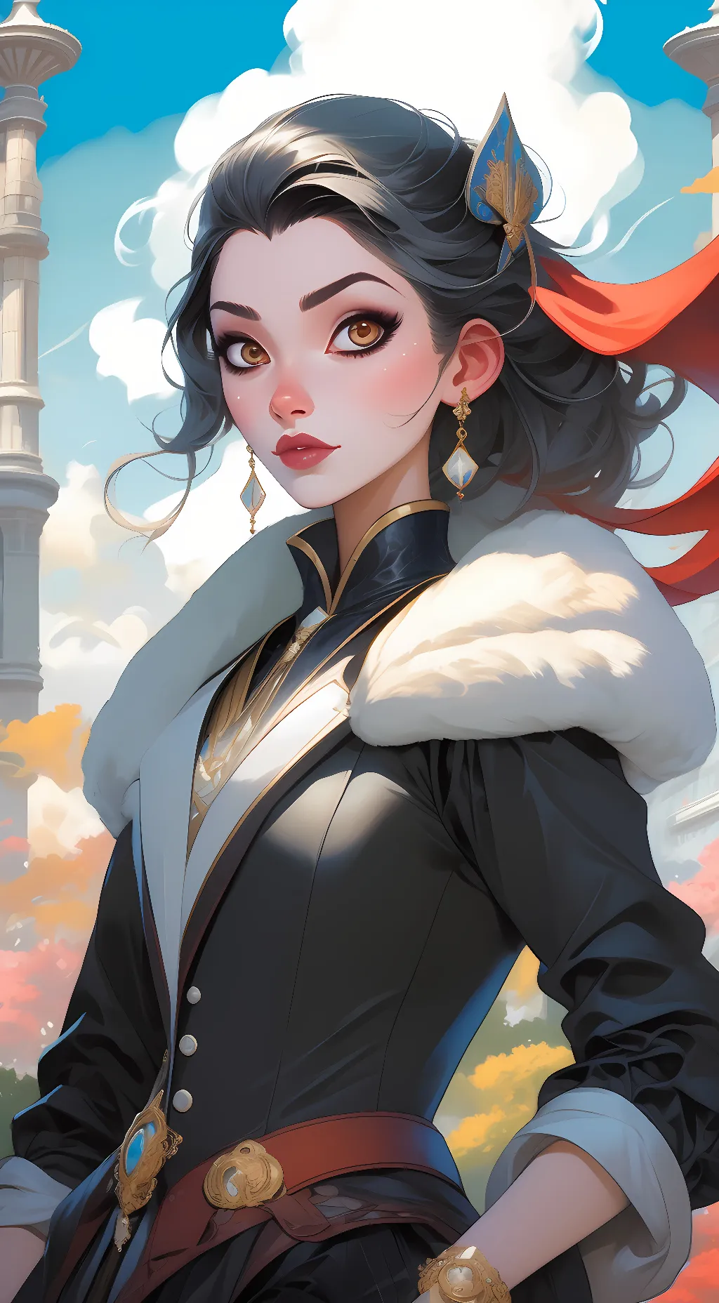 ai character: Older Raven Queen  background