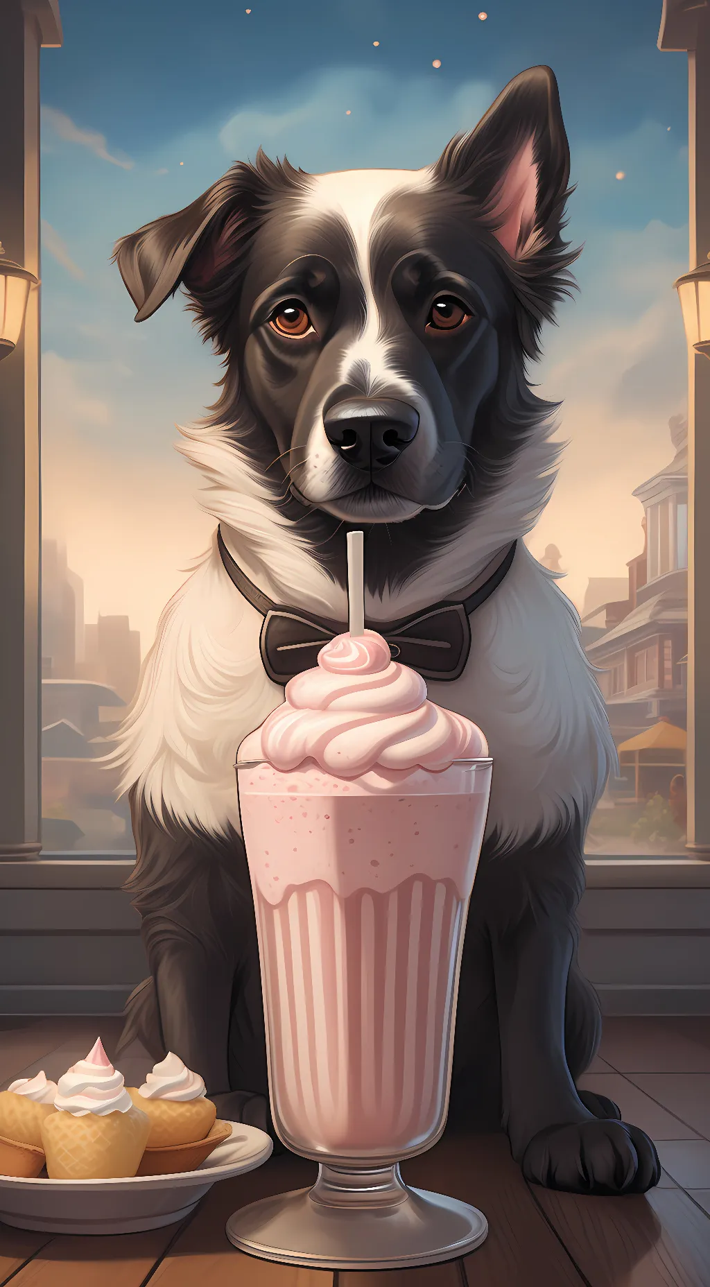 ai character: milkshake background