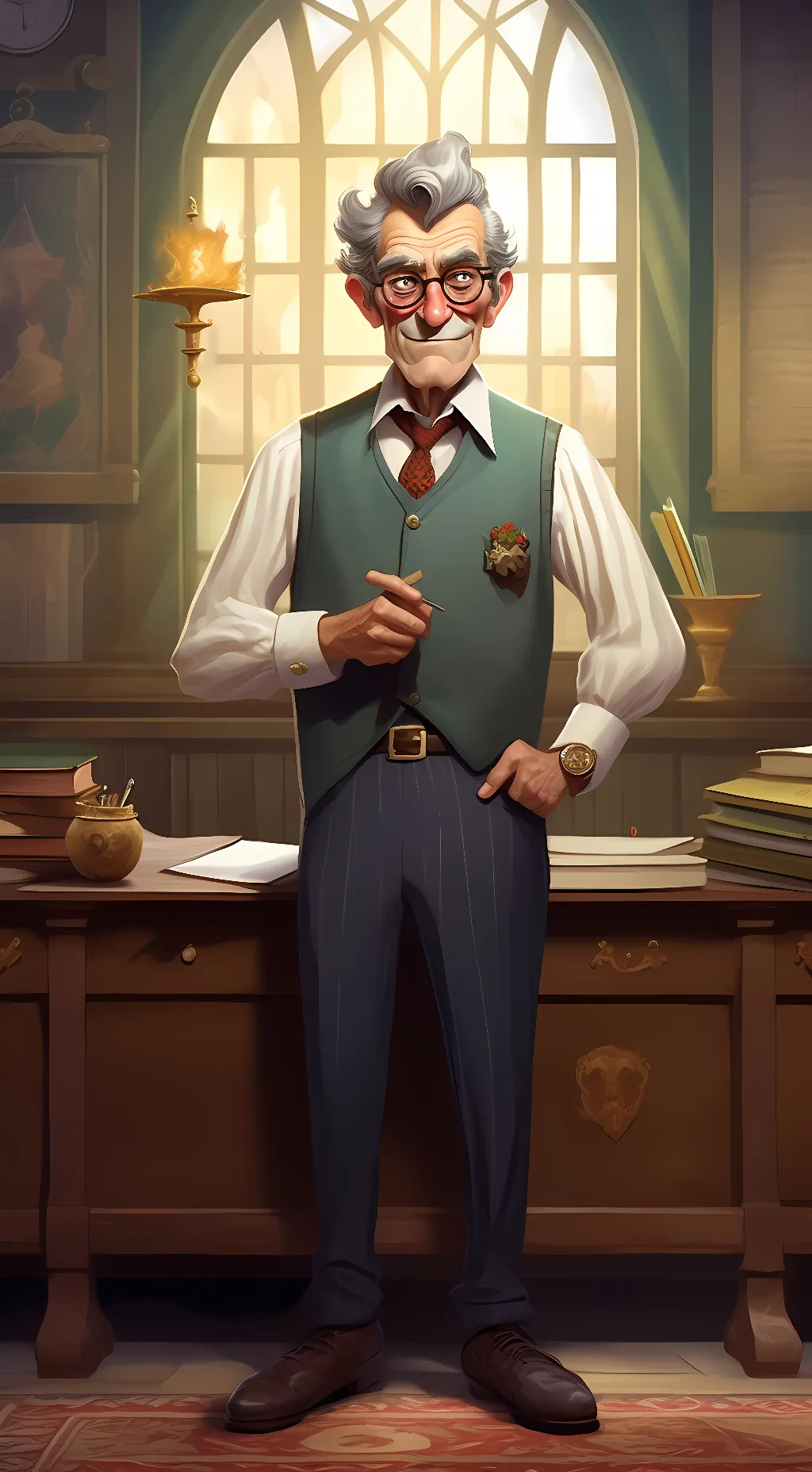 ai character: Mr alter Opa background