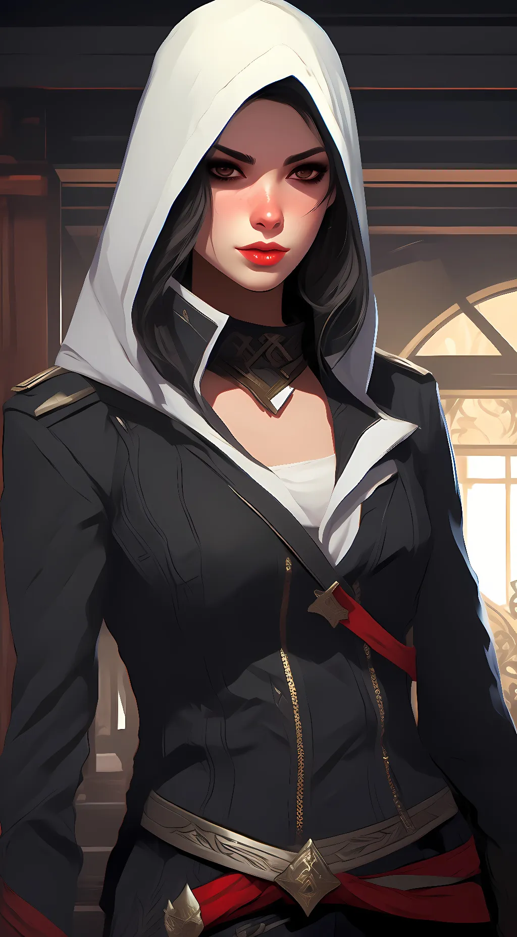 ai character: assassin girl background
