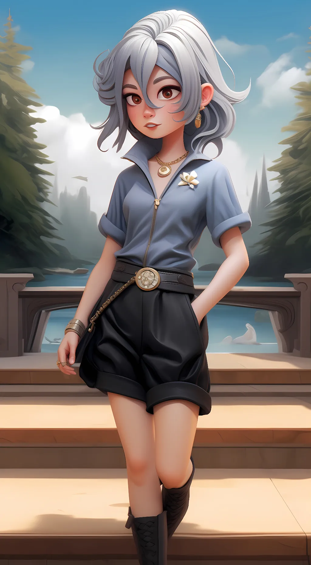 ai character: red and purple  background