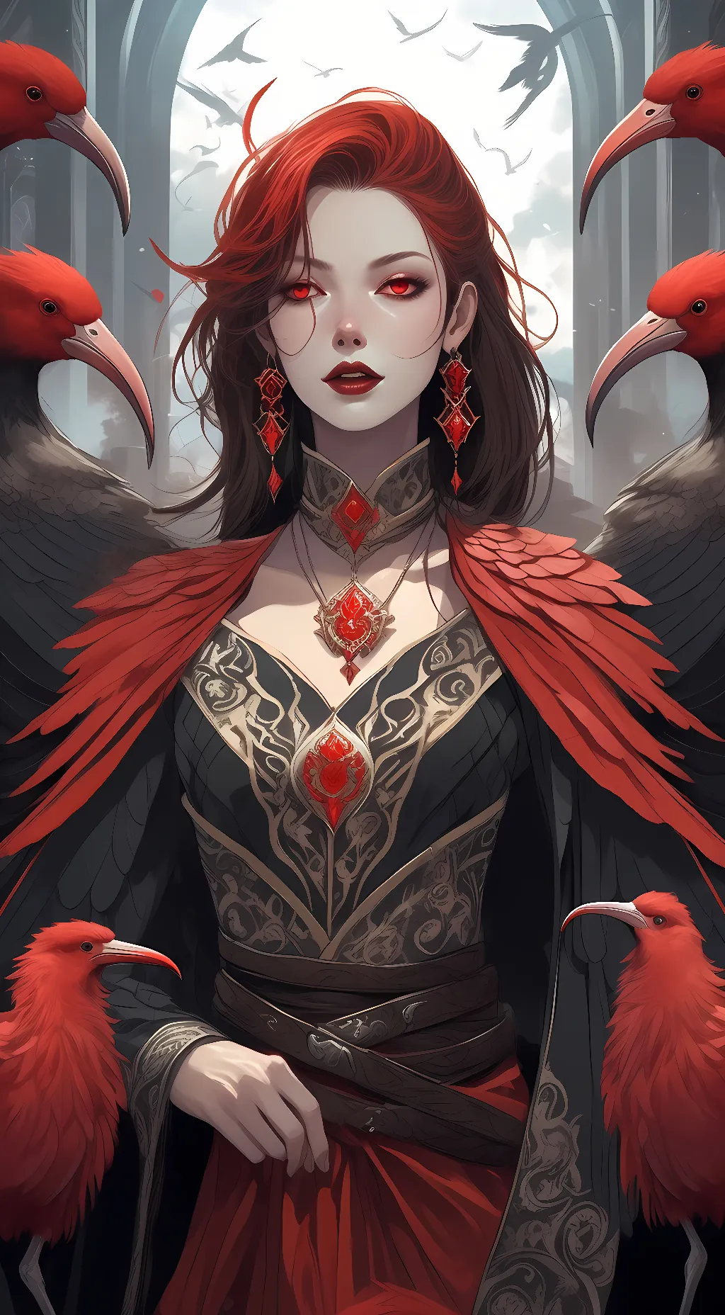 ai character: Scarlet Ibis background