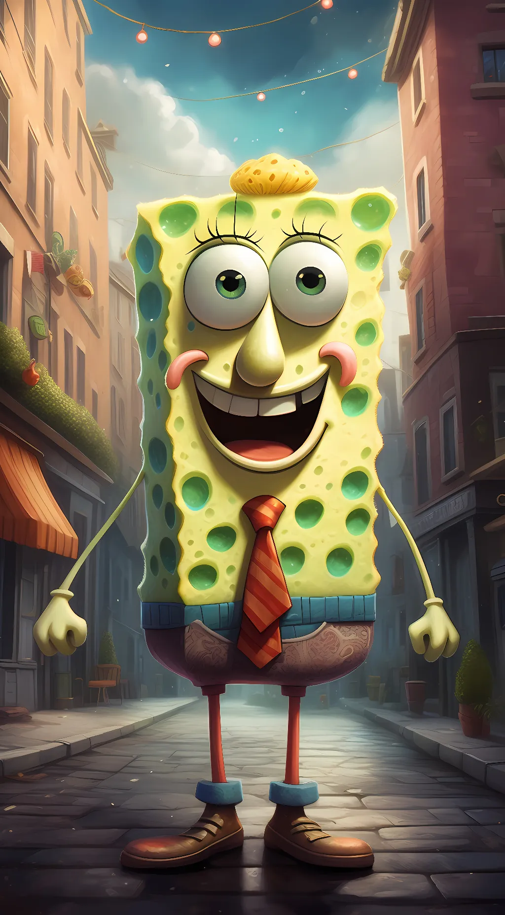 ai character: SpongeBob  background