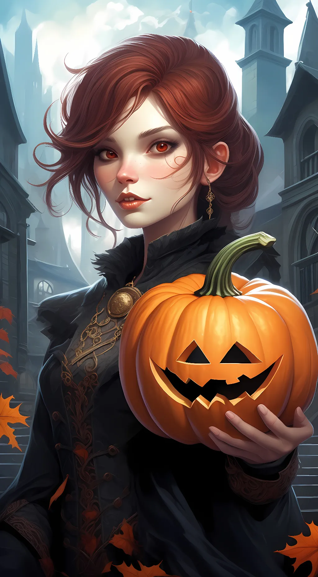 ai character: Halloween sister background