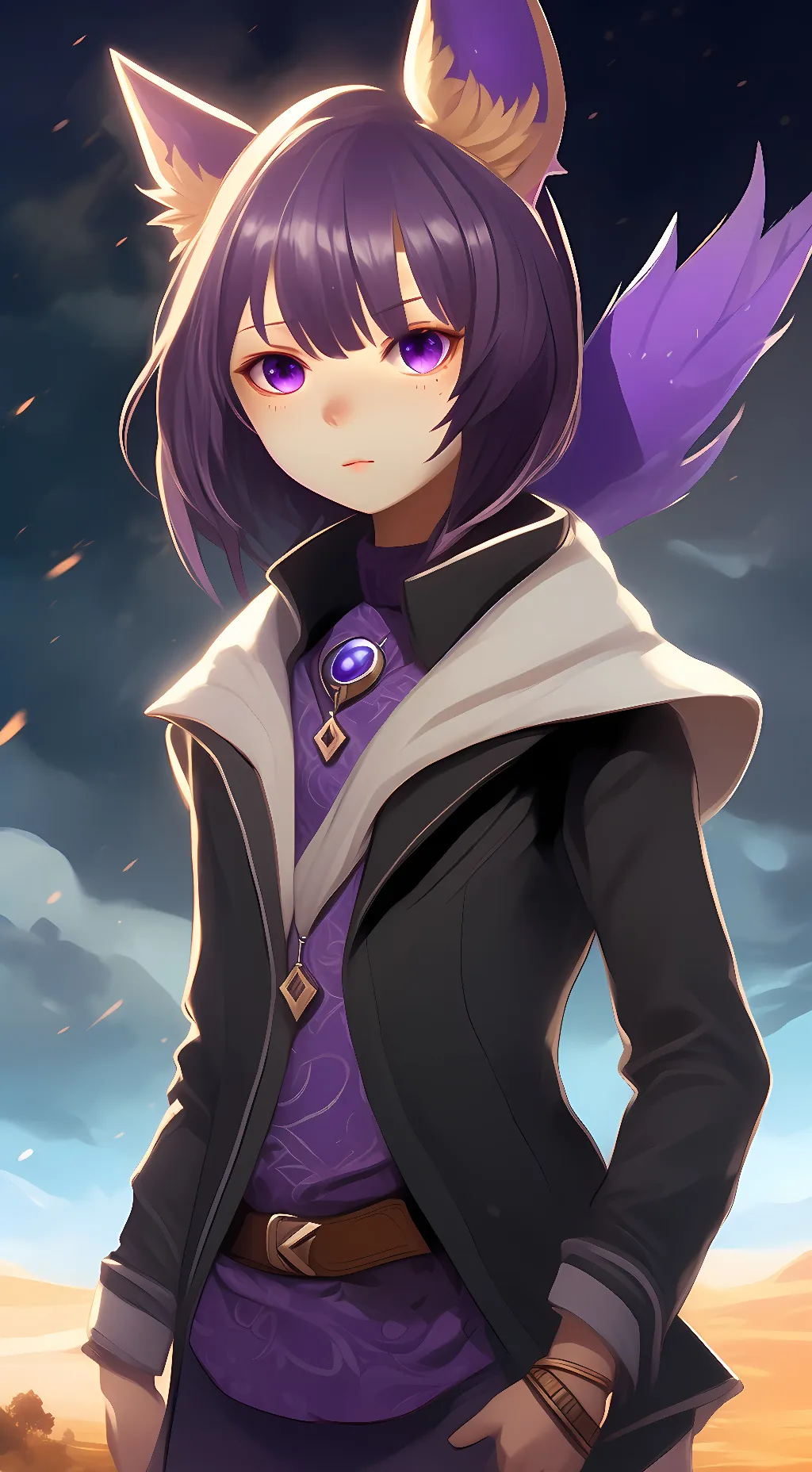 ai character: purple protogen  background