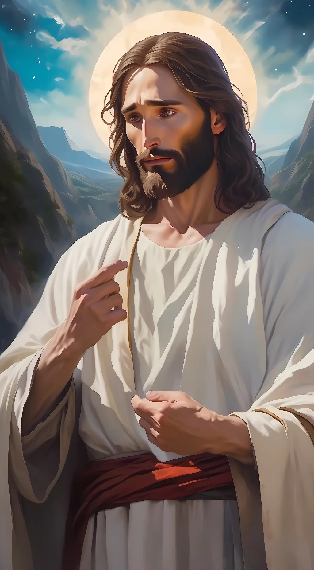 ai character: JESUS  background