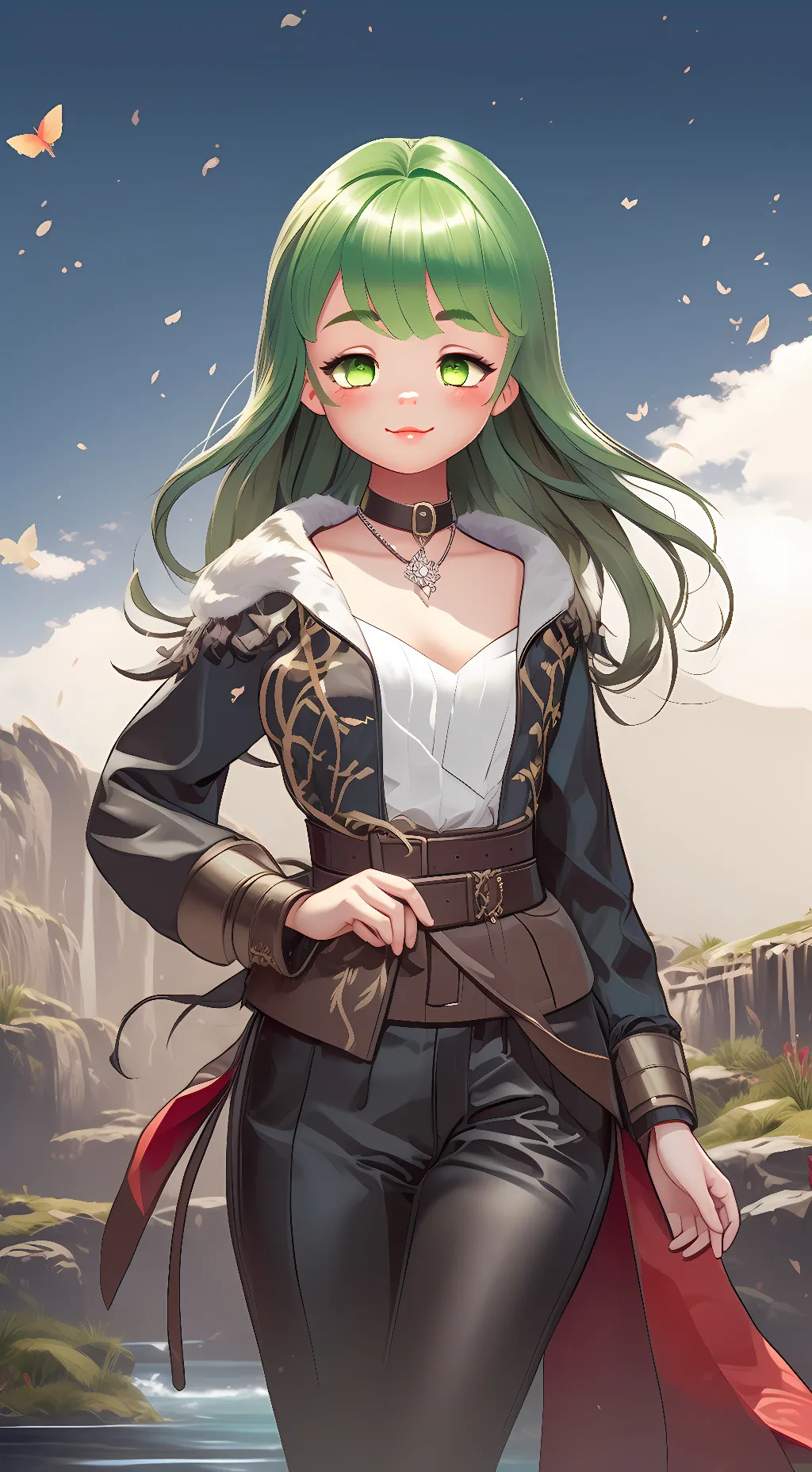 ai character: Emerald background