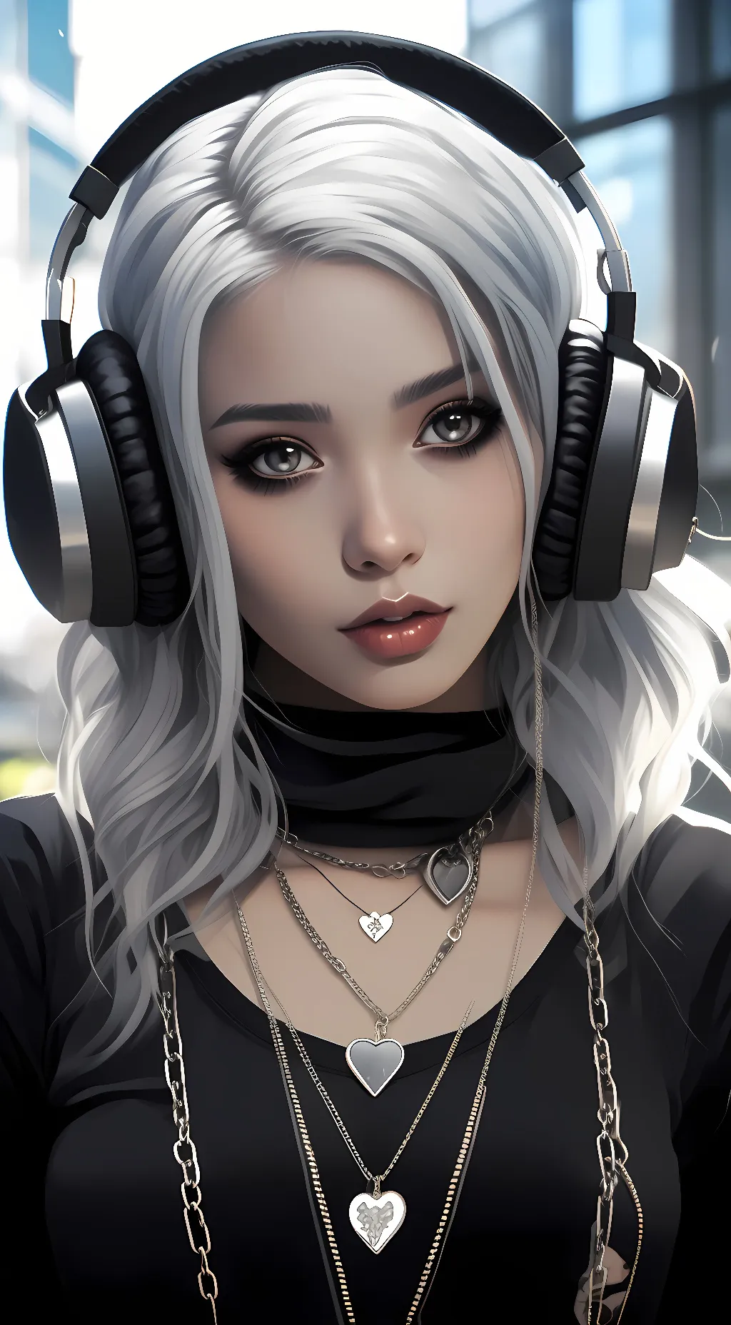 ai character: Chloe/silver wolf background