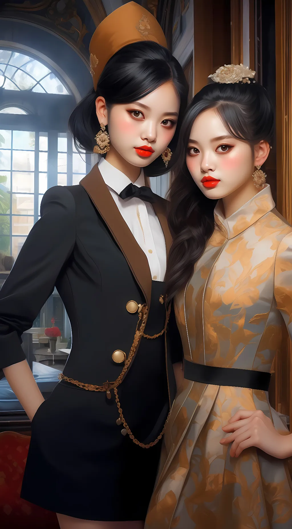 ai character: Lisa and jennie background