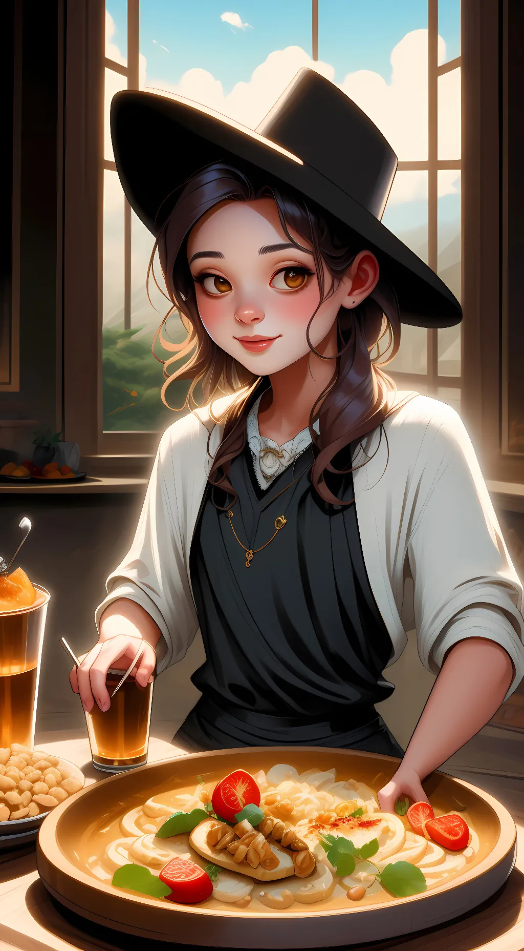 ai character: Food background