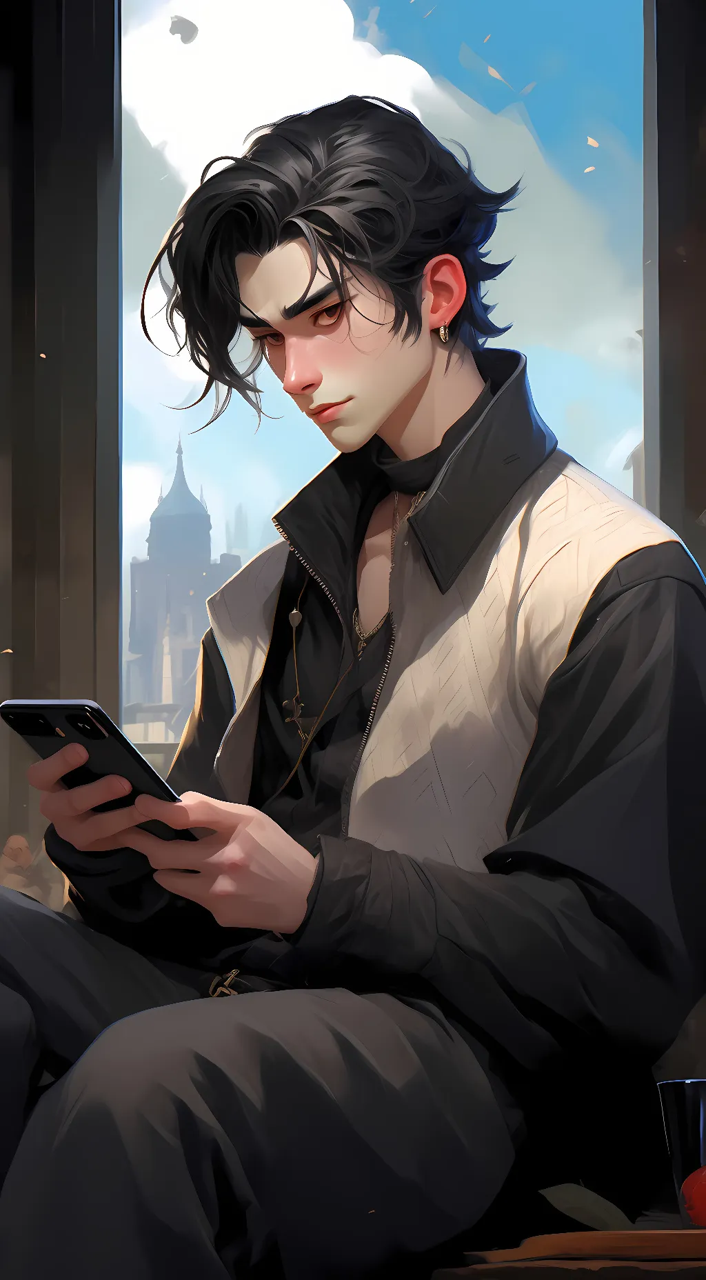 ai character: Grey background