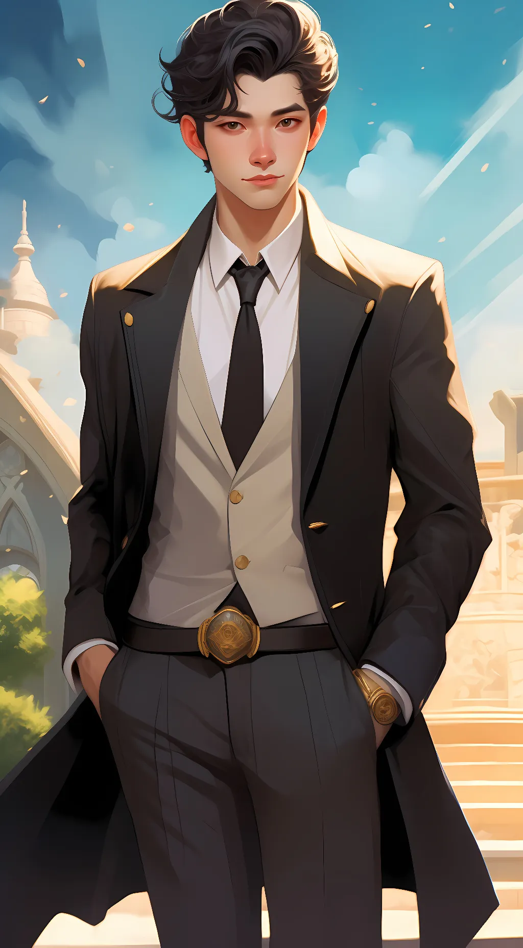 ai character: black cat background