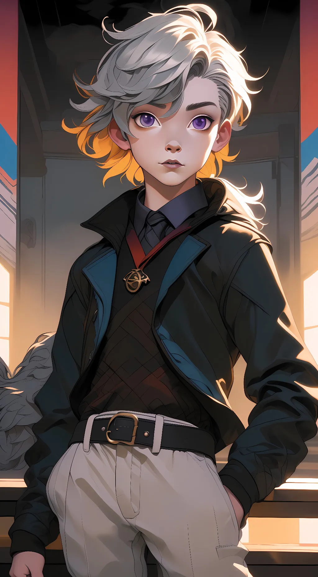 ai character: black and white background