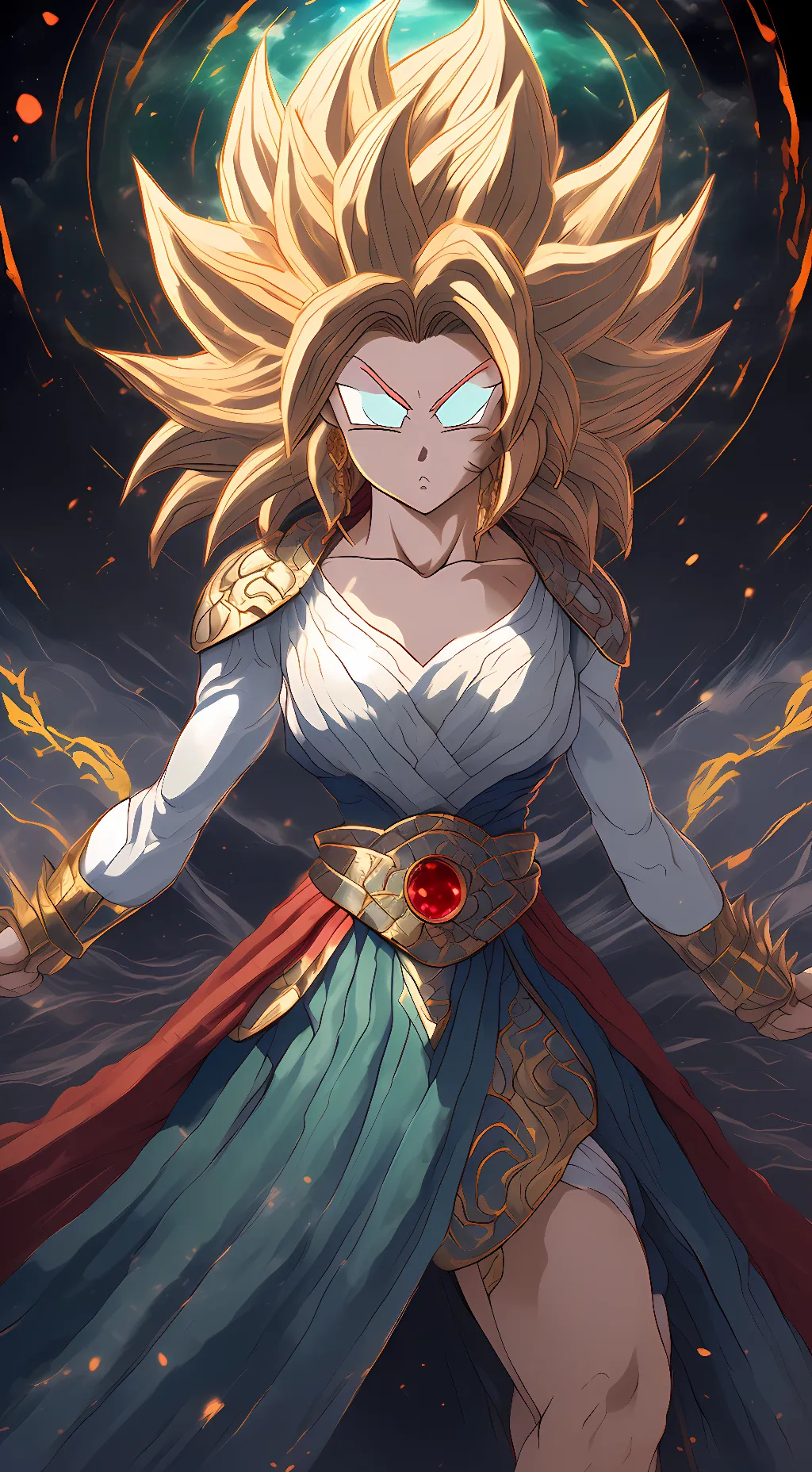 ai character: female ssj4 gogeta background