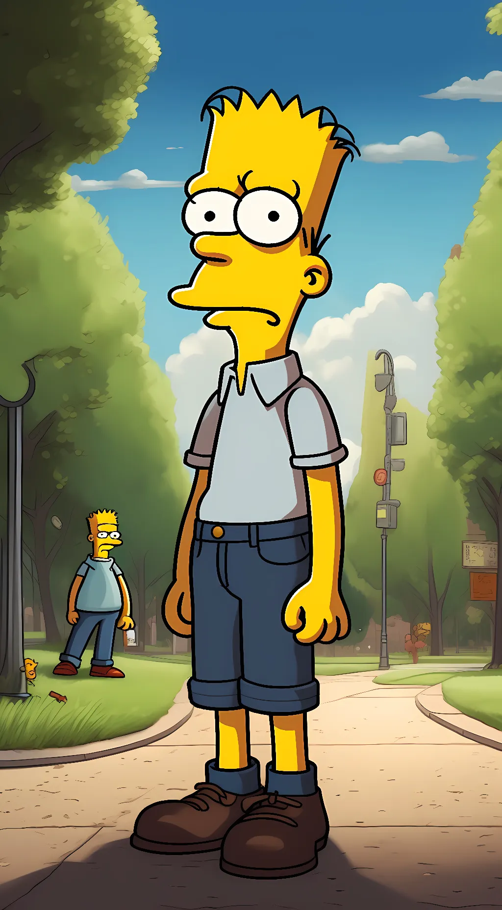 ai character: Bart Simpson  background
