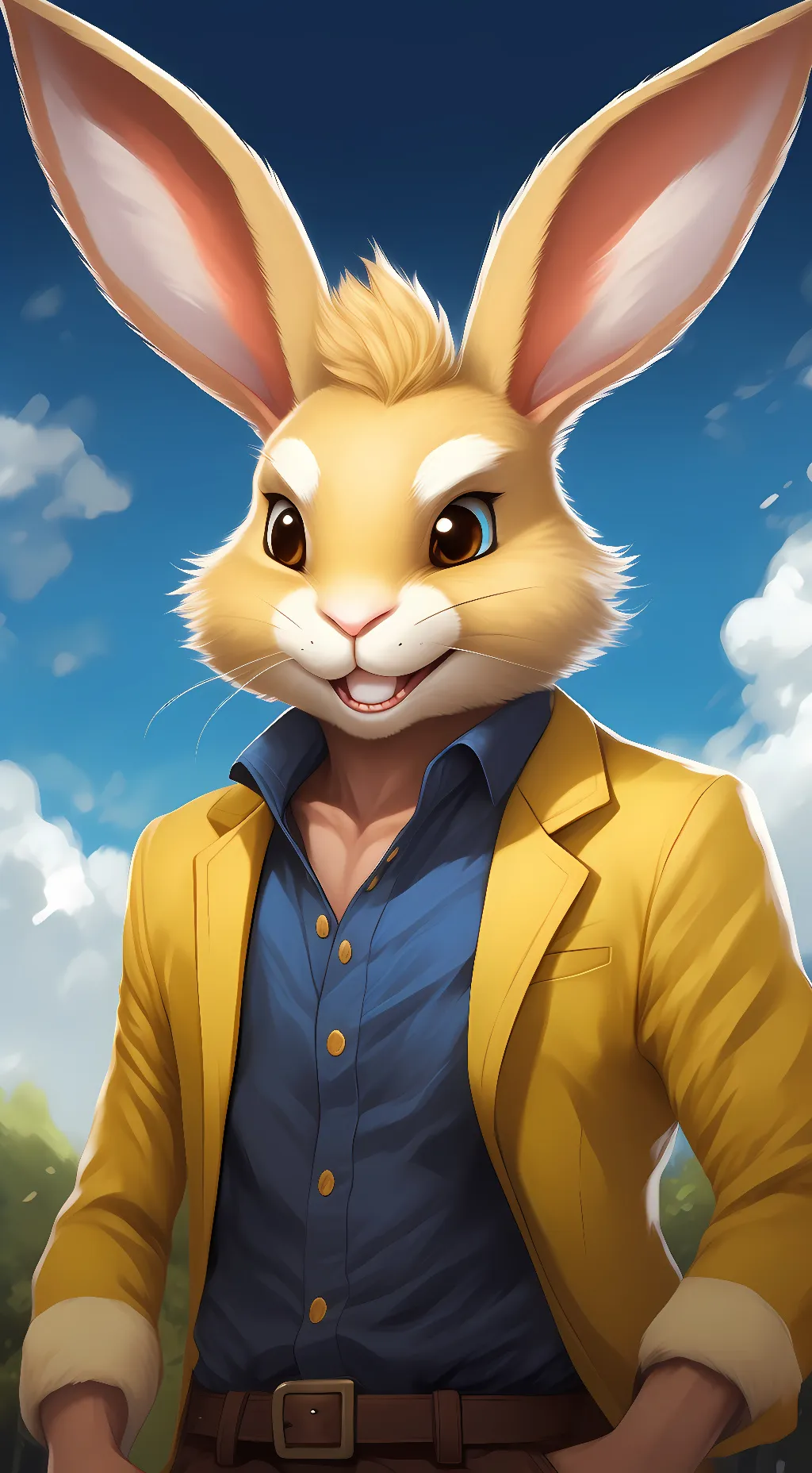 ai character: all might bunny  background