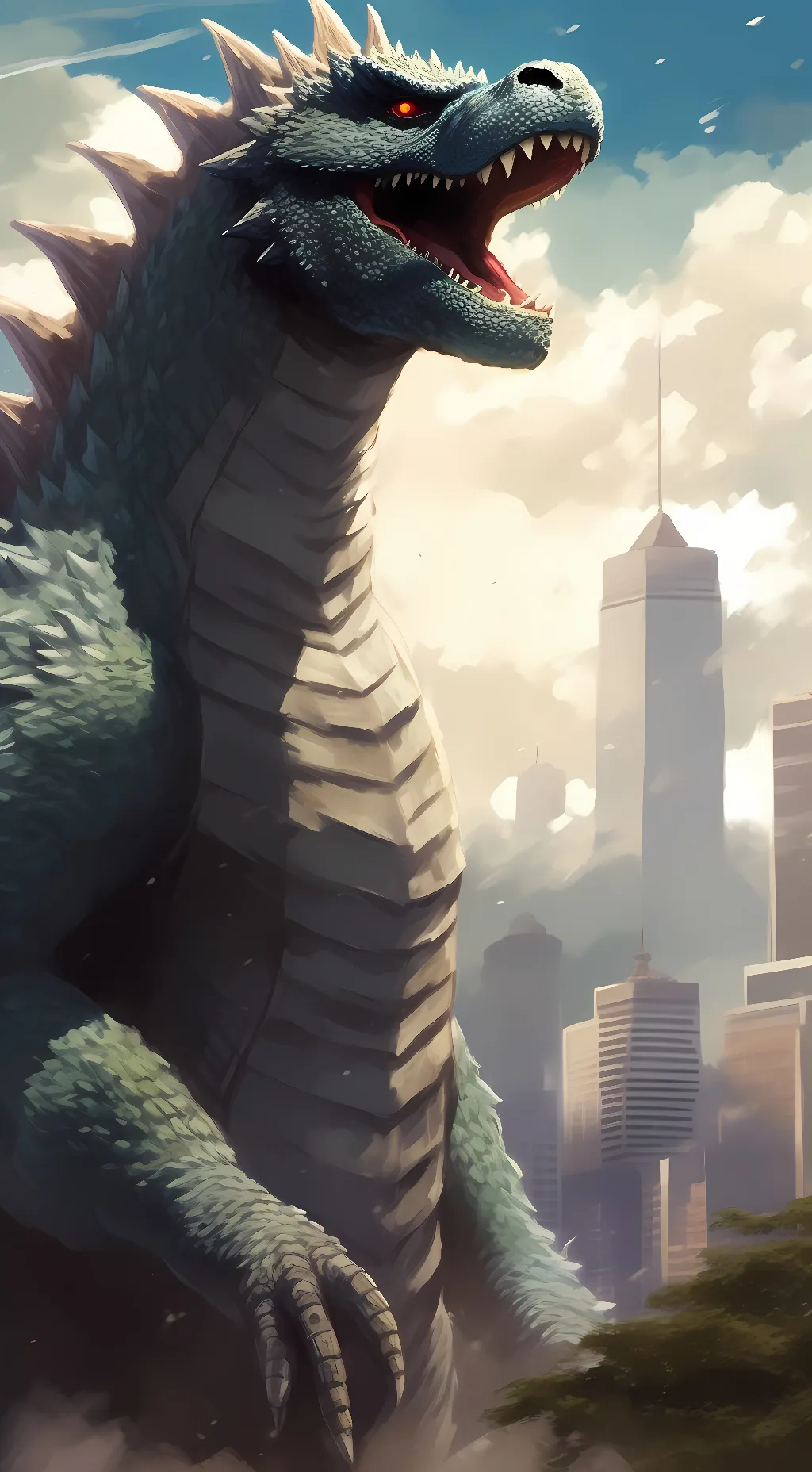 ai character: Godzilla background