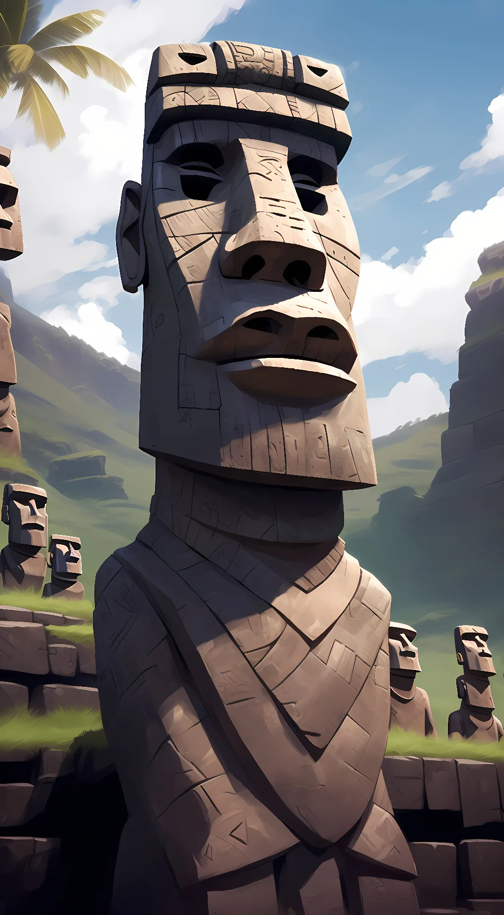 ai character: Moai background