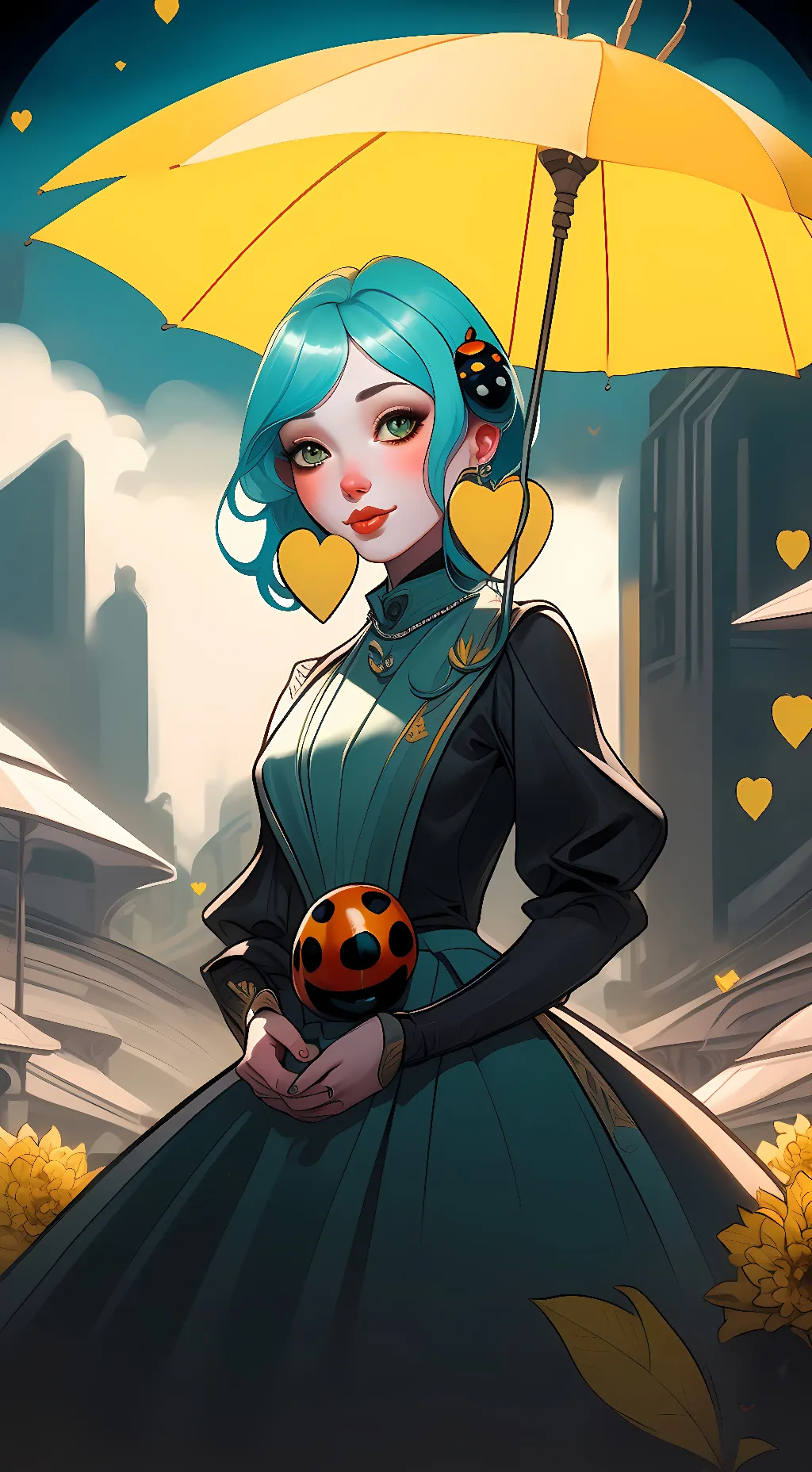 ai character: Cyan background