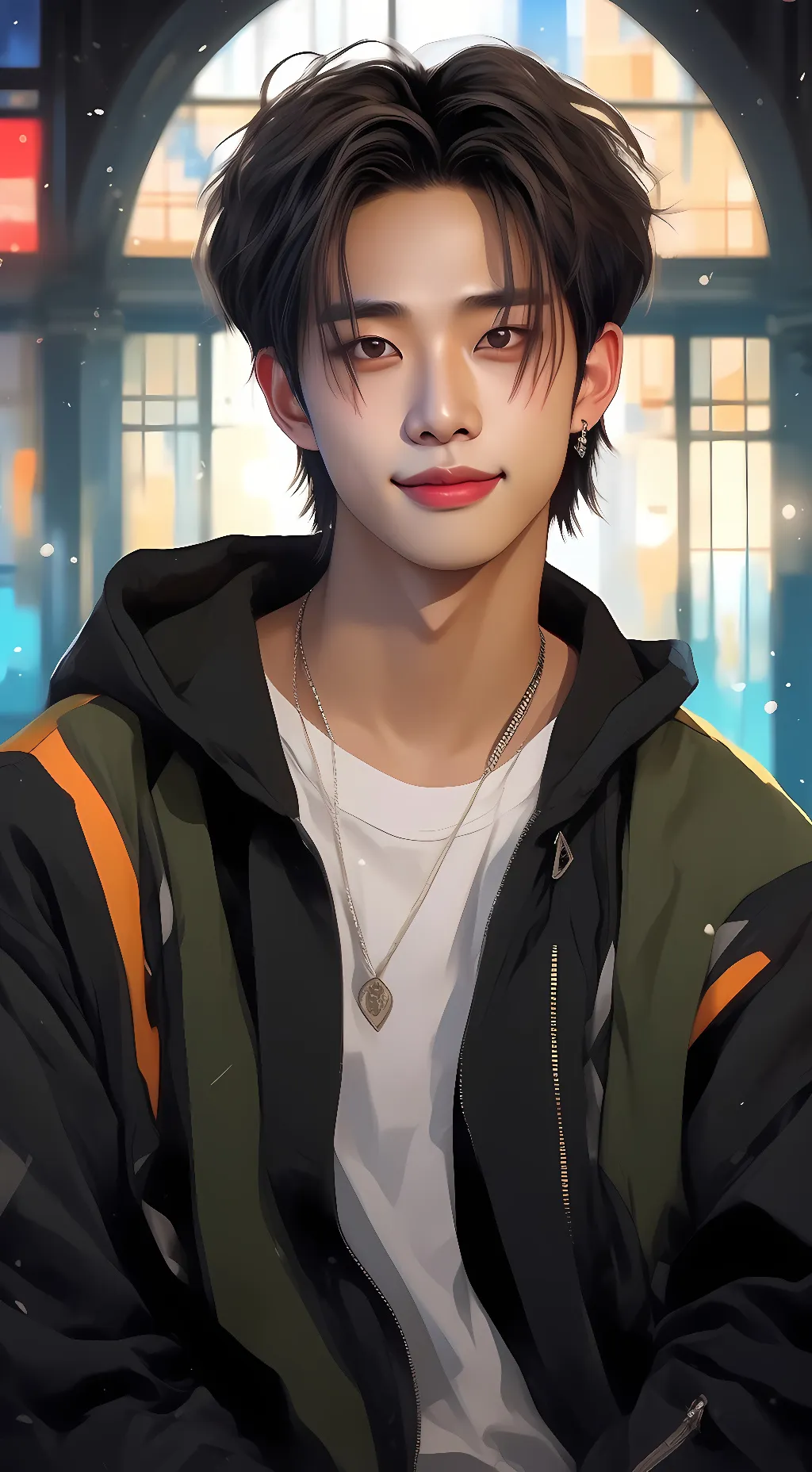 ai character: Hyunjin  background