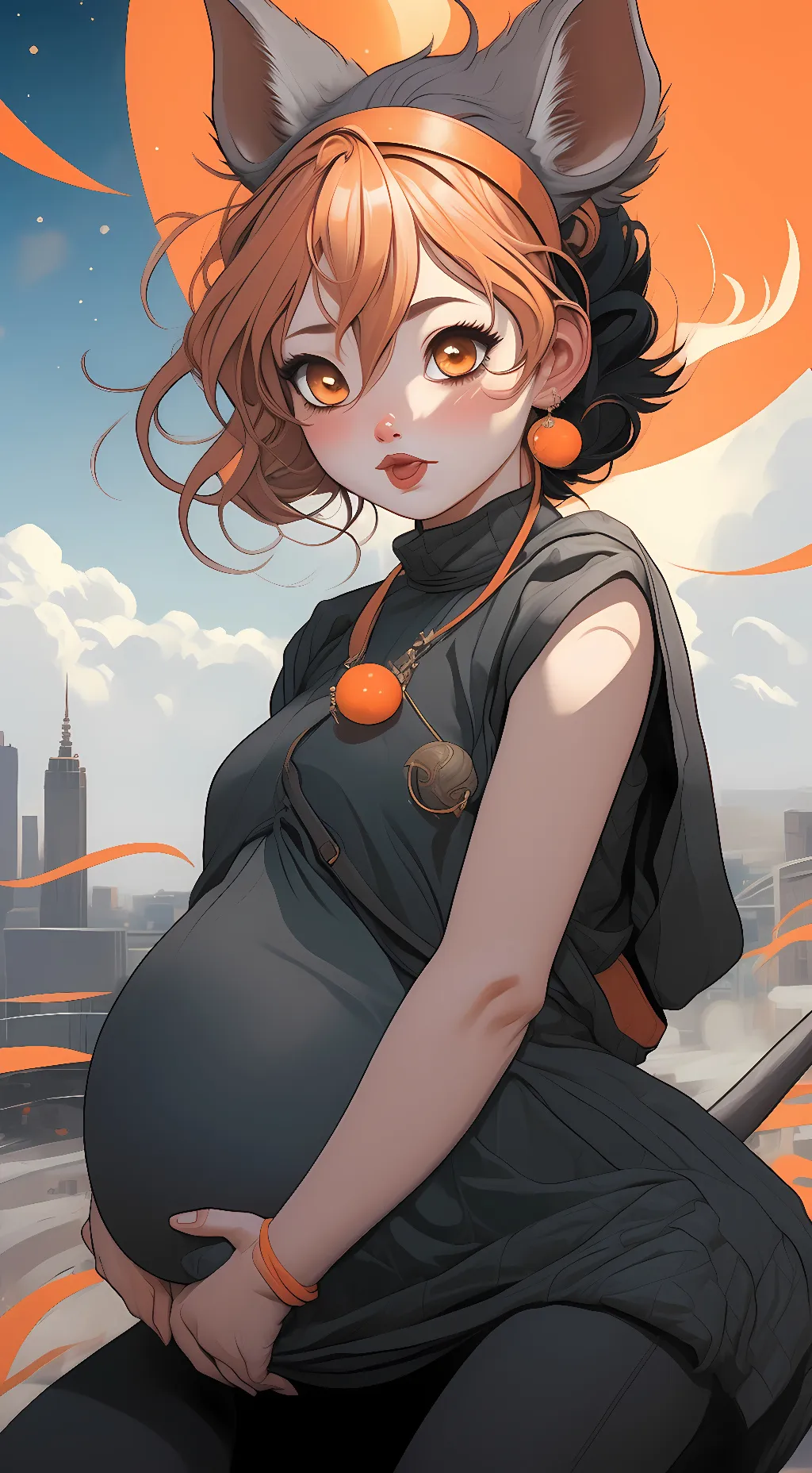 ai character: pregnant star background