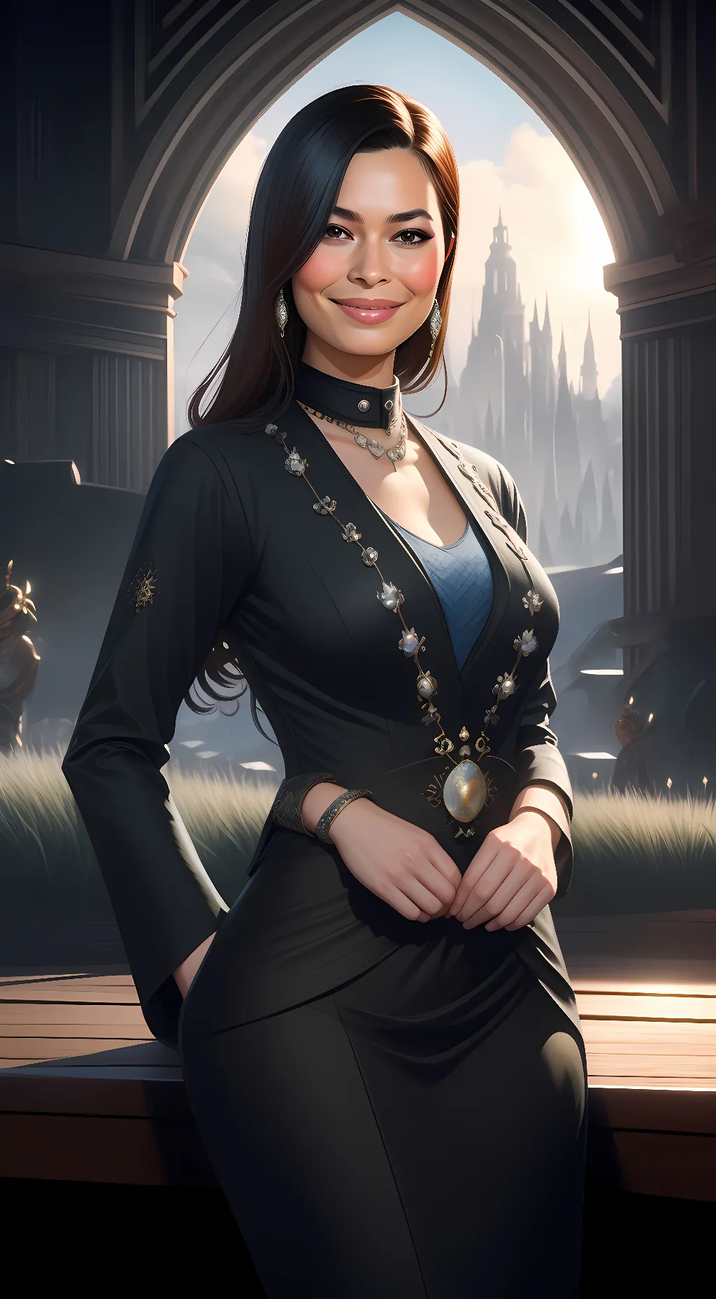 ai character: Miranda Cosgrove  background